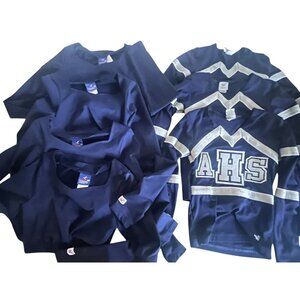 7  Adult  cheerleader Uniform Top Dance Crop Shirts Navy Blue High School AHS